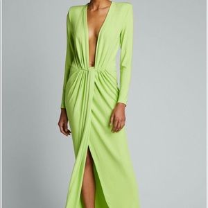 Gauge81 Green Draped Stretch Jersey Deep Plunge Maxi Dress - SZ XS. Worn 2x.